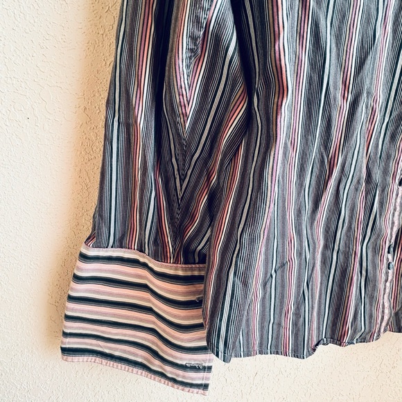 Bugatchi Uomo Button Down Shirt Flip Cuffs Stripes Large Men 100% Cotton Purple - Picture 4 of 12